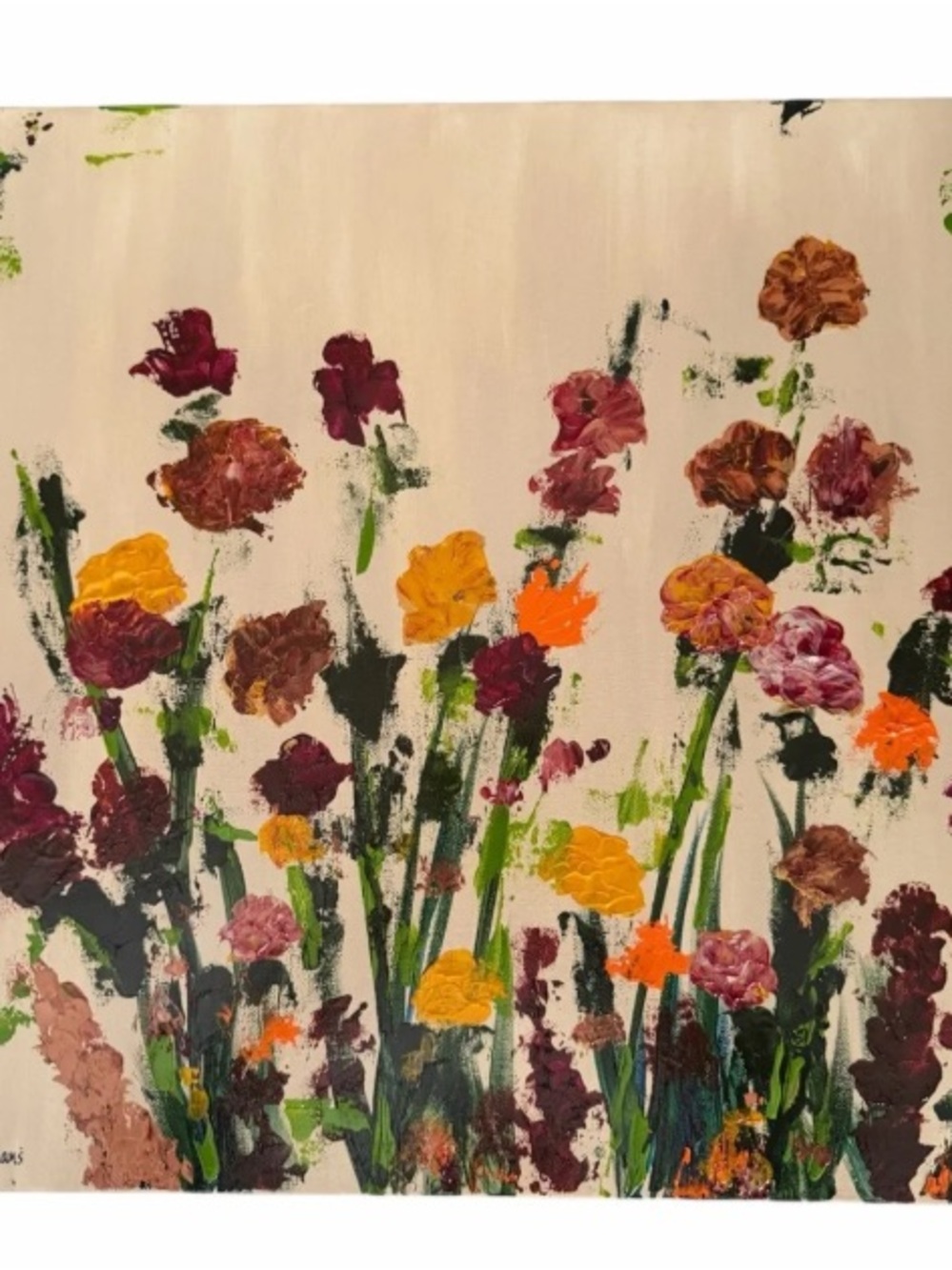 Original Artwork Acrylic’s On Canvas Textured Fall Floral 20" x 20"